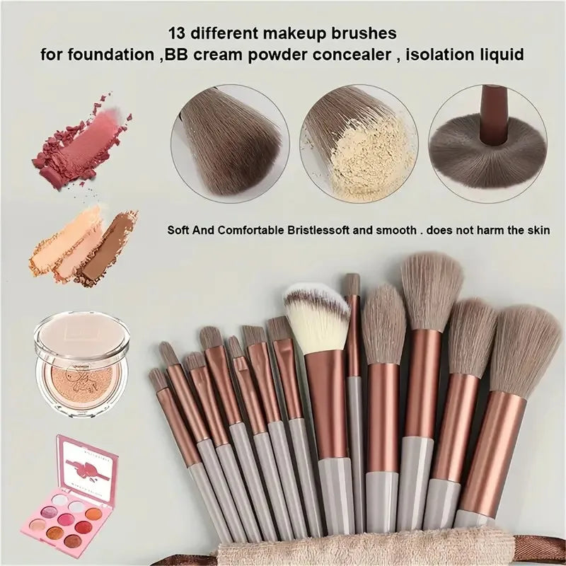 13/33pcs Professional Makeup Brush Set with Accessories for Combination Skin- Featuring Soft Brushes，Suitable for Beginners